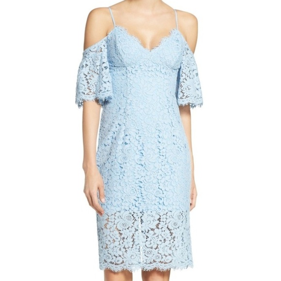 NWT Bardot Karlie Lace Cold Shoulder Dress Blue S DONATING 9/21 - Picture 1 of 3